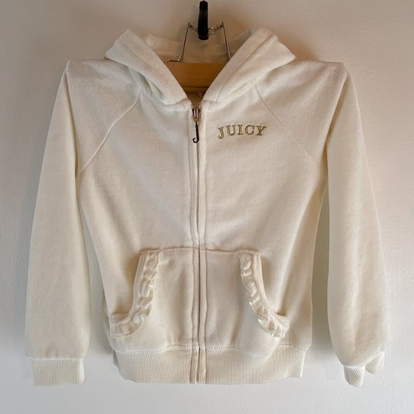 Kids Juicy Couture Vanilla Cream Coloured Hoodie with Gold Crown 4T - Picture 1 of 8
